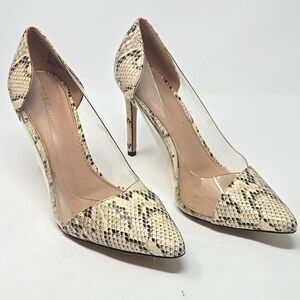 BCBGeneration Faux snakeskin pumps clear sides